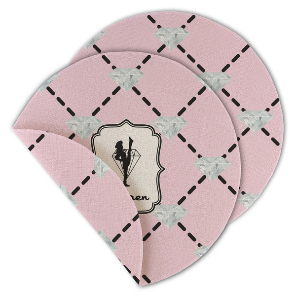 Custom Diamond Dancers Round Linen Placemat - Double Sided (Personalized)