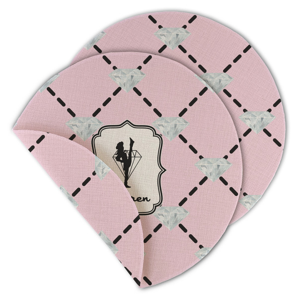 Custom Diamond Dancers Round Linen Placemat - Double Sided - Set of 4 (Personalized)
