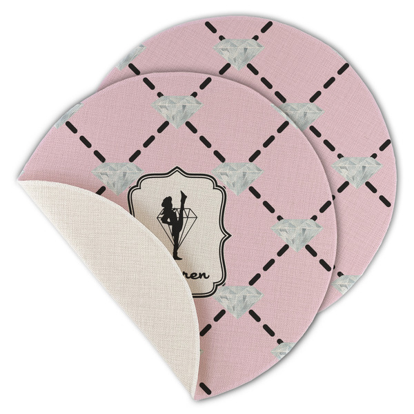 Custom Diamond Dancers Round Linen Placemat - Single Sided - Set of 4 (Personalized)