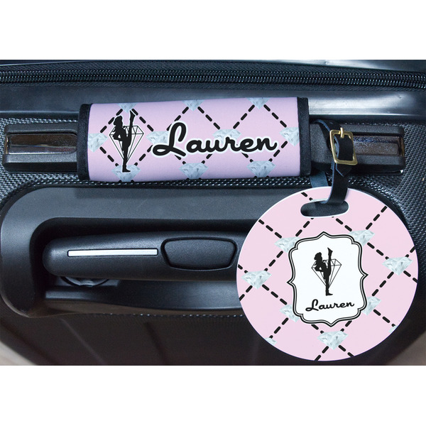 Diamond Dancers Round Luggage Tag & Handle Wrap - In Context