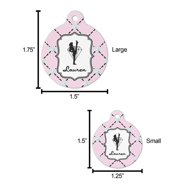 Diamond Dancers Round Pet ID Tag - Large - Comparison Scale