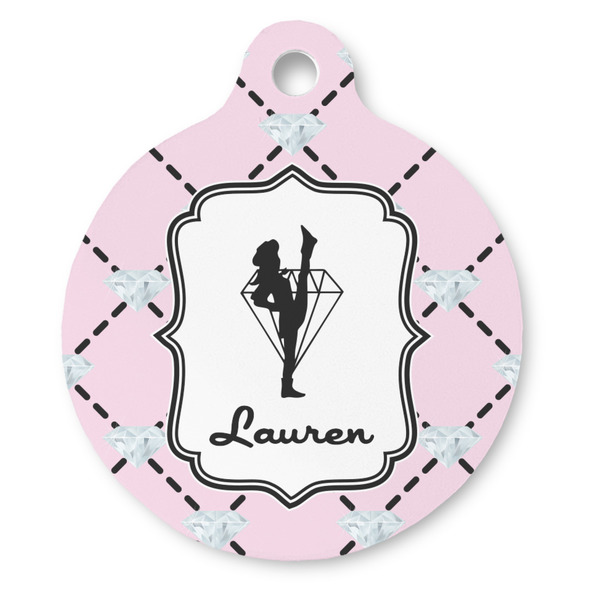 Custom Diamond Dancers Round Pet ID Tag - Large (Personalized)