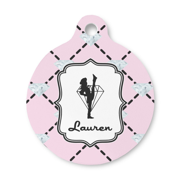 Custom Diamond Dancers Round Pet ID Tag - Small (Personalized)