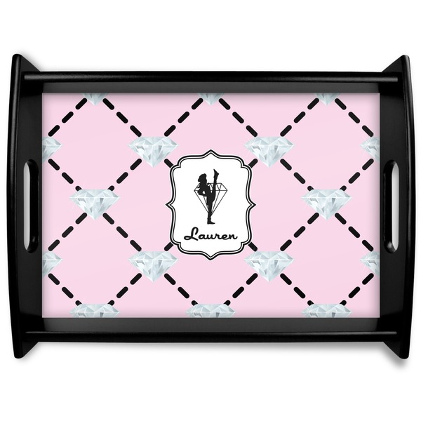 Custom Diamond Dancers Black Wooden Tray - Large (Personalized)