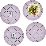 Diamond Dancers Set of 4 Glass Lunch / Dinner Plate 10" (Personalized)