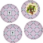 Diamond Dancers Set of 4 Glass Lunch / Dinner Plate 10" (Personalized)