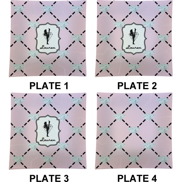 Diamond Dancers Set of Square Dinner Plates (Approval)