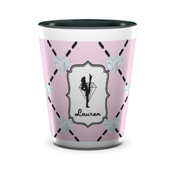Diamond Dancers Ceramic Shot Glass - 1.5 oz - Two Tone - Set of 4 (Personalized)