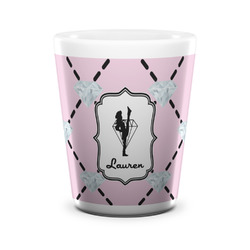 Diamond Dancers Ceramic Shot Glass - 1.5 oz - White - Set of 4 (Personalized)