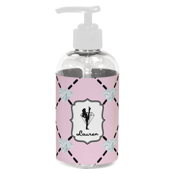 Custom Diamond Dancers Plastic Soap / Lotion Dispenser (8 oz - Small - White) (Personalized)