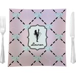 Diamond Dancers 9.5" Glass Square Lunch / Dinner Plate- Single or Set of 4 (Personalized)