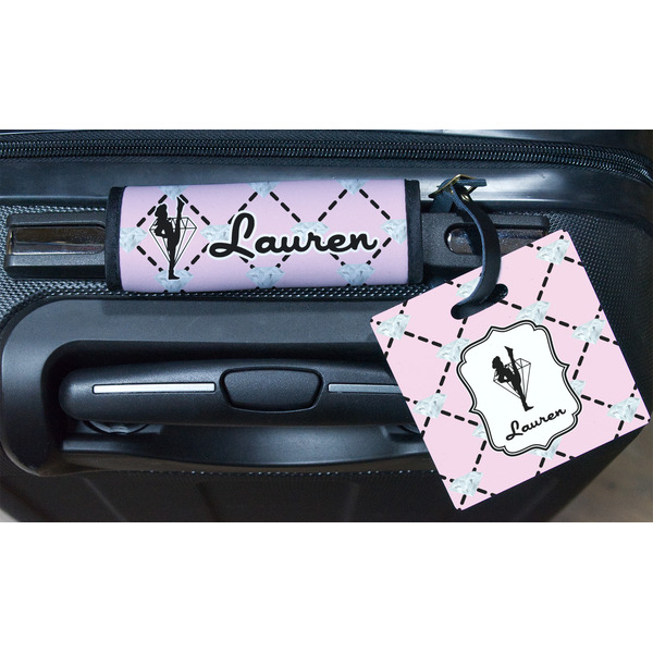 Diamond Dancers Square Luggage Tag & Handle Wrap - In Context