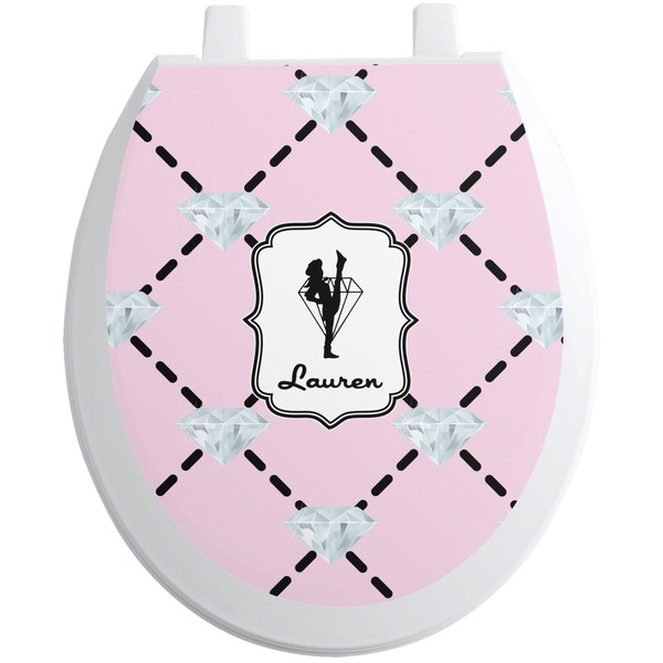 Custom Diamond Dancers Toilet Seat Decal - Round (Personalized)