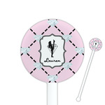 Diamond Dancers 5.5" Round Plastic Stir Sticks - White - Single Sided (Personalized)