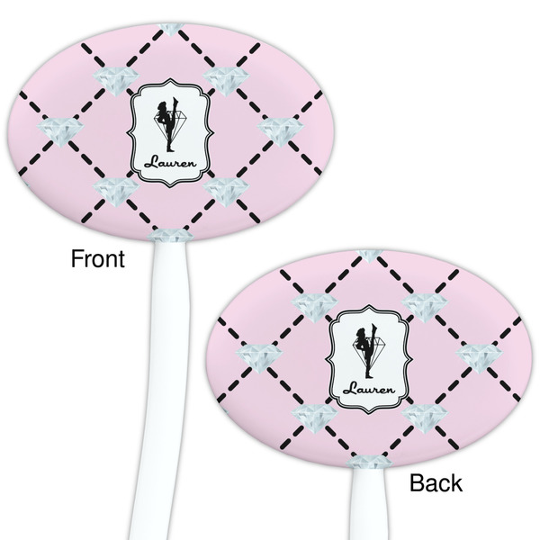 Diamond Dancers White Plastic 7" Stir Stick - Double Sided - Oval - Front & Back