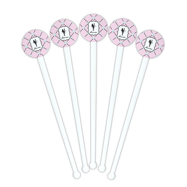 Diamond Dancers White Plastic 7" Stir Stick - Round - Fan View