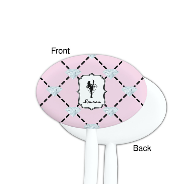 Diamond Dancers White Plastic 7" Stir Stick - Single Sided - Oval - Front & Back