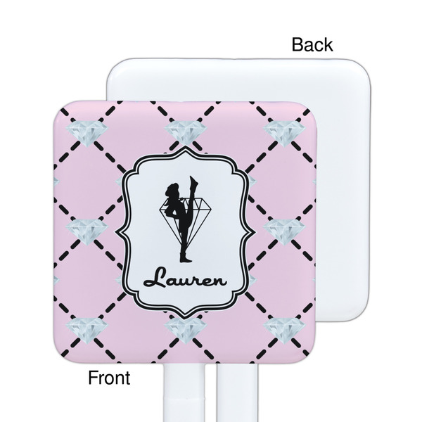 Diamond Dancers White Plastic Stir Stick - Single Sided - Square - Approval