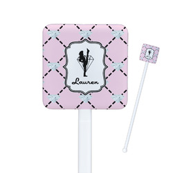 Diamond Dancers Square Plastic Stir Sticks - Single Sided (Personalized)