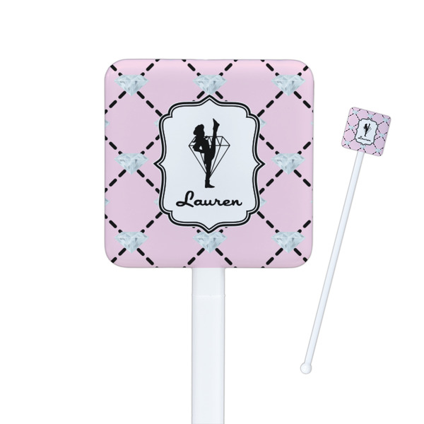 Custom Diamond Dancers Square Plastic Stir Sticks (Personalized)