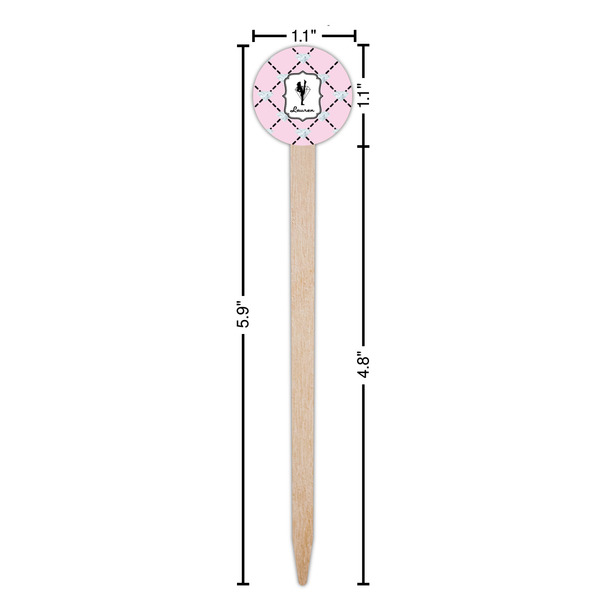 Diamond Dancers Wooden 6" Food Pick - Round - Dimensions