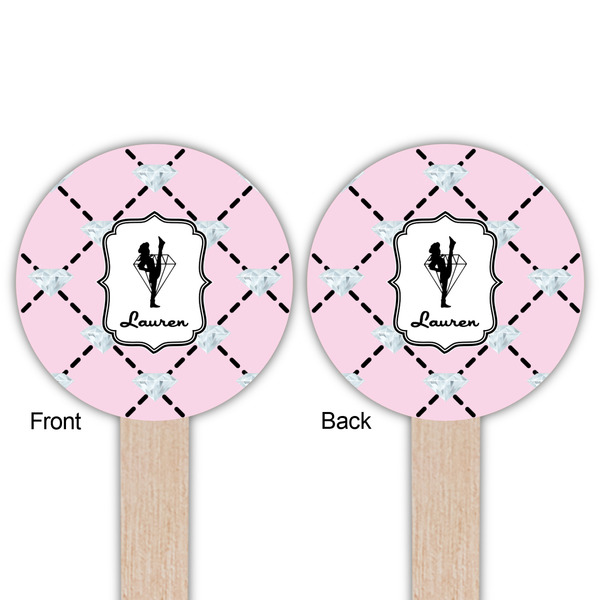 Diamond Dancers Wooden 6" Food Pick - Round - Double Sided - Front & Back