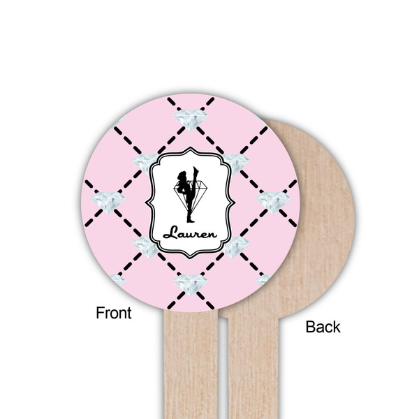 Diamond Dancers Wooden 6" Food Pick - Round - Single Sided - Front & Back