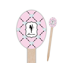 Diamond Dancers Oval Wooden Food Picks - Single Sided (Personalized)