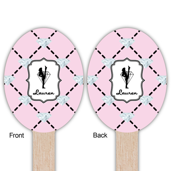 Diamond Dancers Wooden Food Pick - Oval - Double Sided - Front & Back