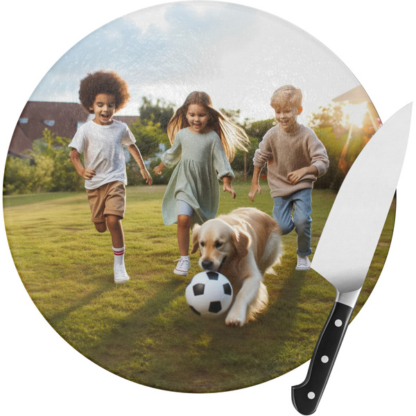 Custom Photo Round Glass Cutting Board - Small