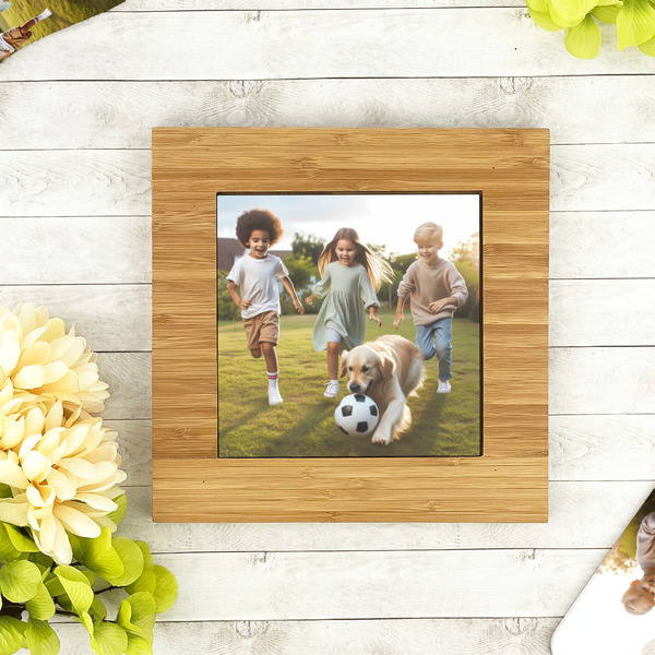 Photo Bamboo Trivet with 6" Tile - LIFESTYLE