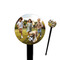 Photo 4" Round Plastic Food Picks - Black - Single-Sided