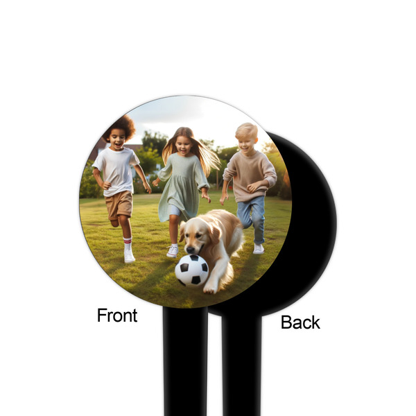 Photo Black Plastic 4" Food Pick - Round - Single Sided - Front & Back
