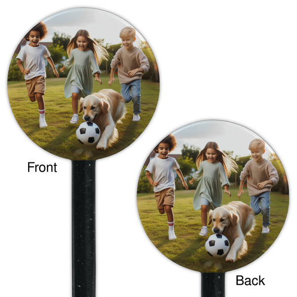 Photo Black Plastic 5.5" Stir Stick - Double Sided - Round - Front & Back