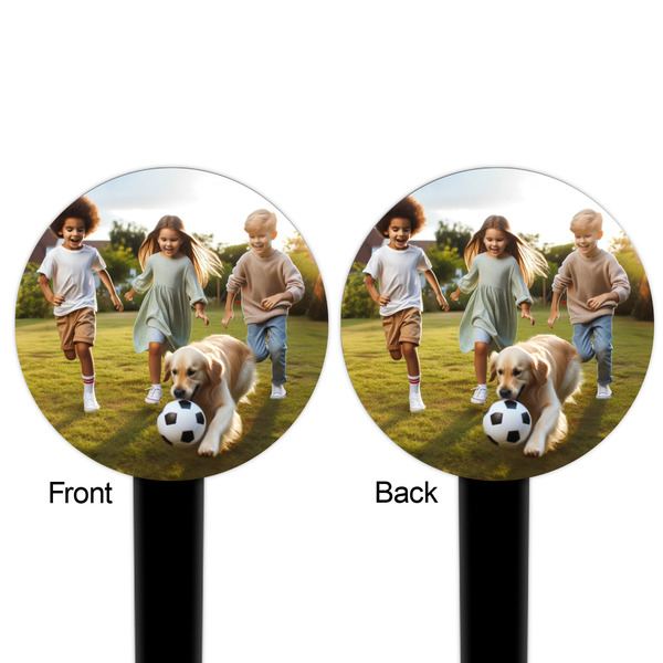 Photo Black Plastic 6" Food Pick - Round - Double Sided - Front & Back