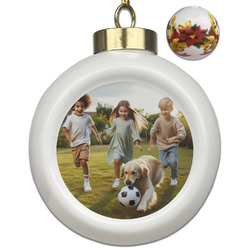Photo Ceramic Ball Ornaments - Poinsettia Garland