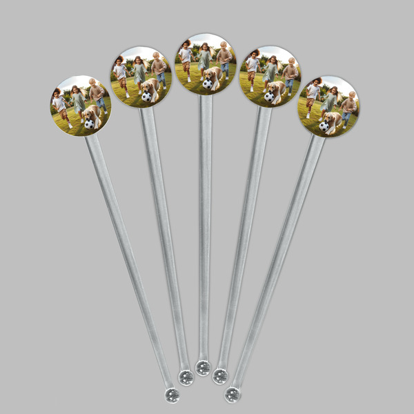 Photo Clear Plastic 7" Stir Stick - Round - Fan View