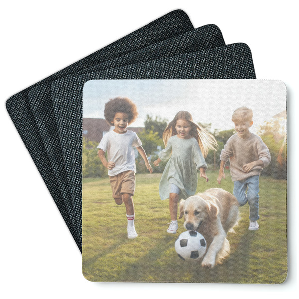 Custom Photo Square Rubber Backed Coasters - Set of 4