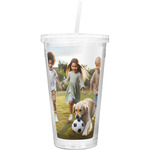 Photo Double Wall Tumbler with Straw