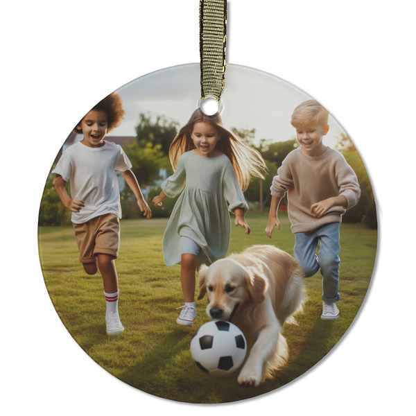 Custom Photo Flat Glass Ornament - Round