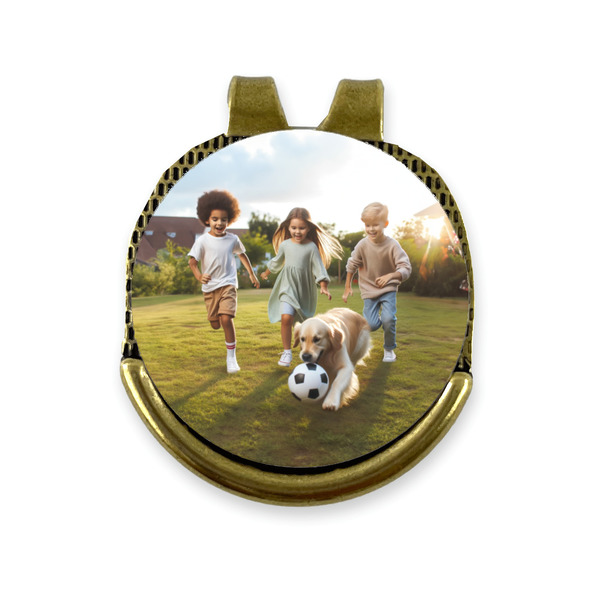 Photo Golf Ball Marker Hat Clip Gold - Front