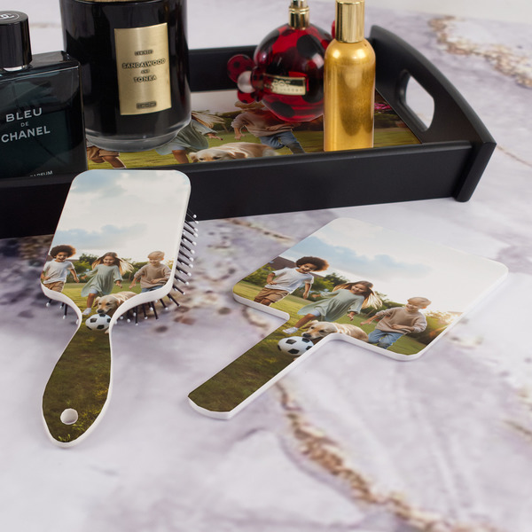 Photo Hair Brush and Hand Mirror - Bathroom Scene