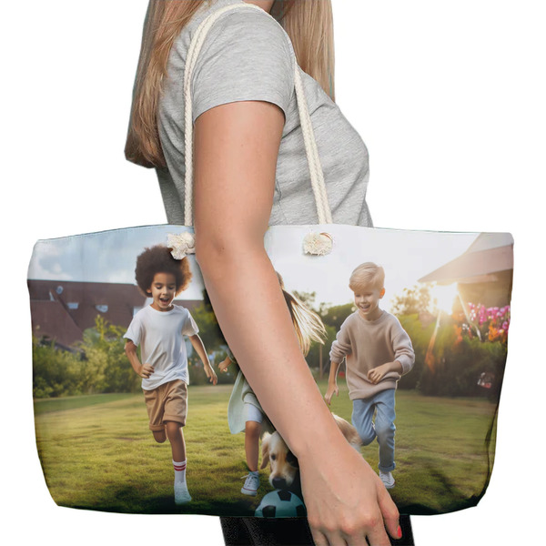 Photo Large Rope Tote Bag - In Context View