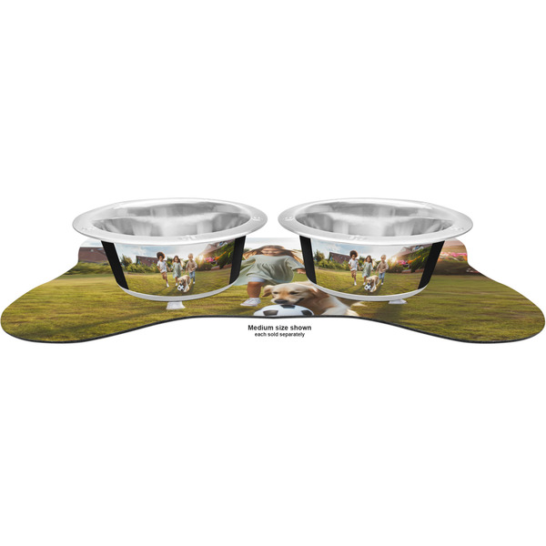 Photo Metal Pet Bowls - On Dog Bone Shaped Mat