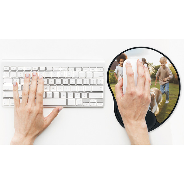 Photo Mouse Pad with Wrist Rest - LIFESYTLE 2 (in use)