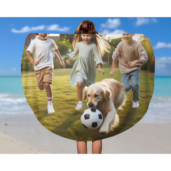 Photo Round Beach Towel - In Use
