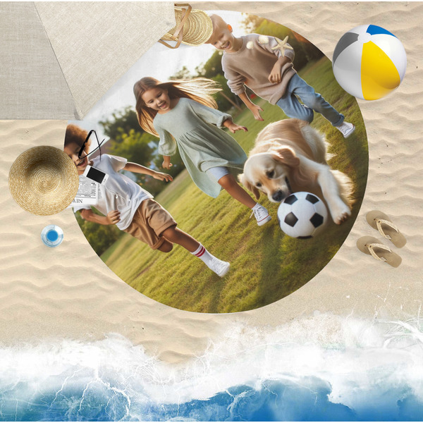 Photo Round Beach Towel Lifestyle