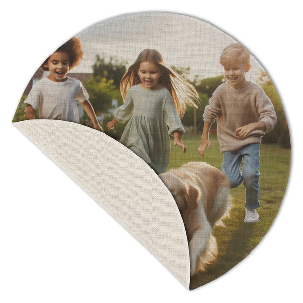 Photo Round Linen Placemats - Front (folded corner single sided)
