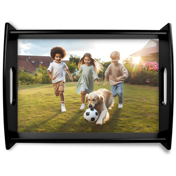 Custom Photo Black Wooden Tray - Large