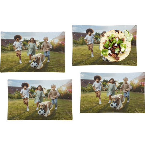 Custom Photo Glass Rectangular Lunch / Dinner Plates - Set of 4
